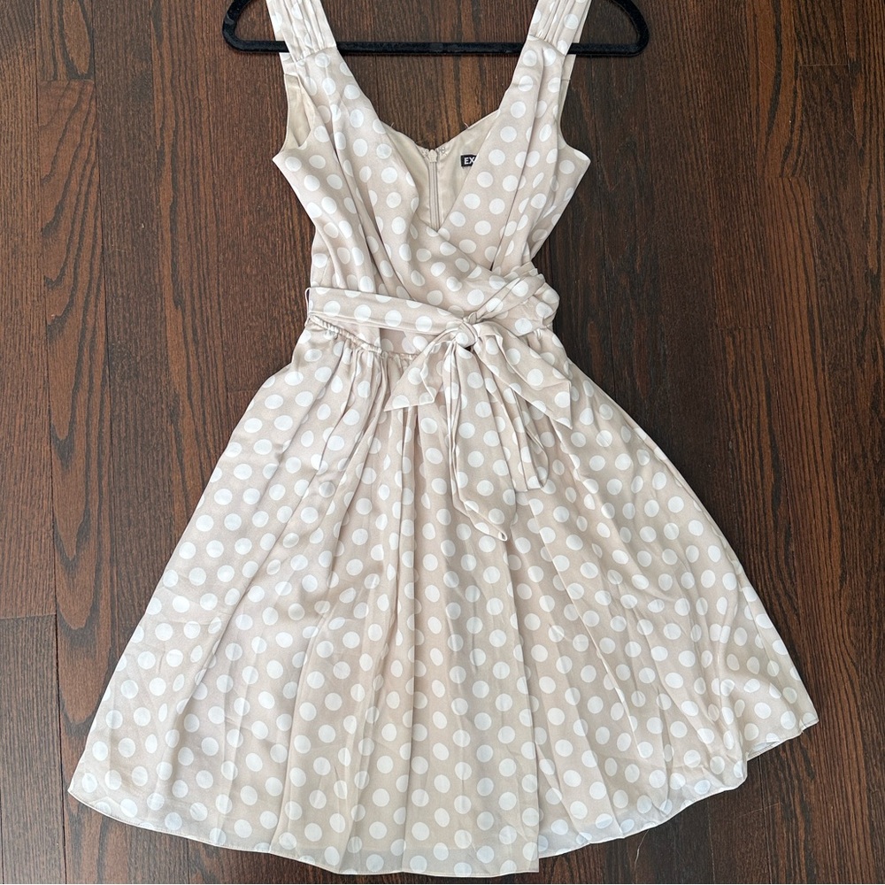 Express Vintage Beige Polka Dot Mini Dress - Picture 1 of 4